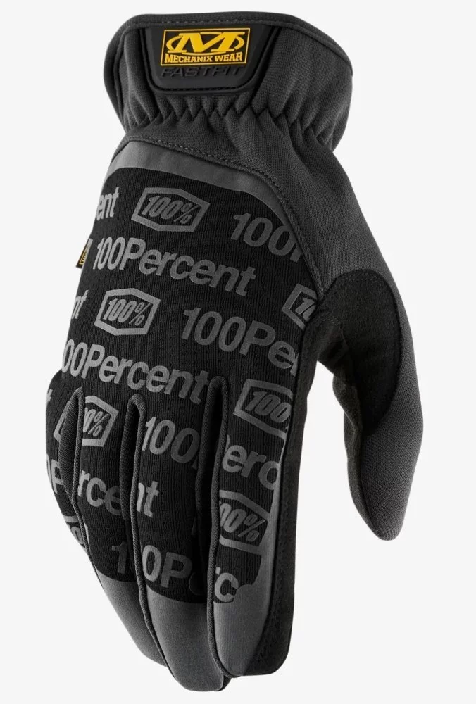100 Percent % FAST FIT MECHANIC GLOVES [BLACK]