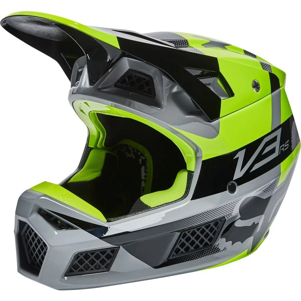 Fox Head V3 RS RIET HELMET [FLO YELLOW]