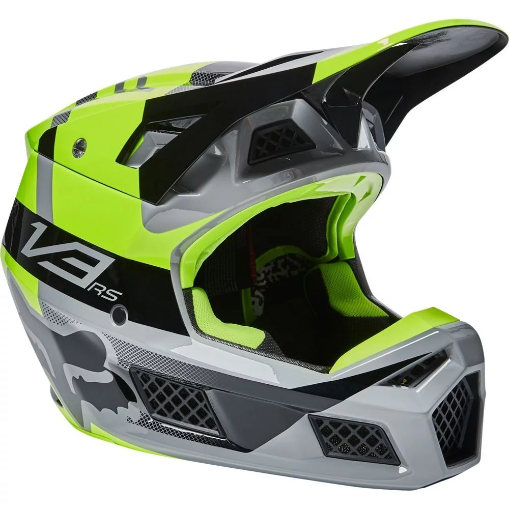 Fox Head V3 RS RIET HELMET [FLO YELLOW]