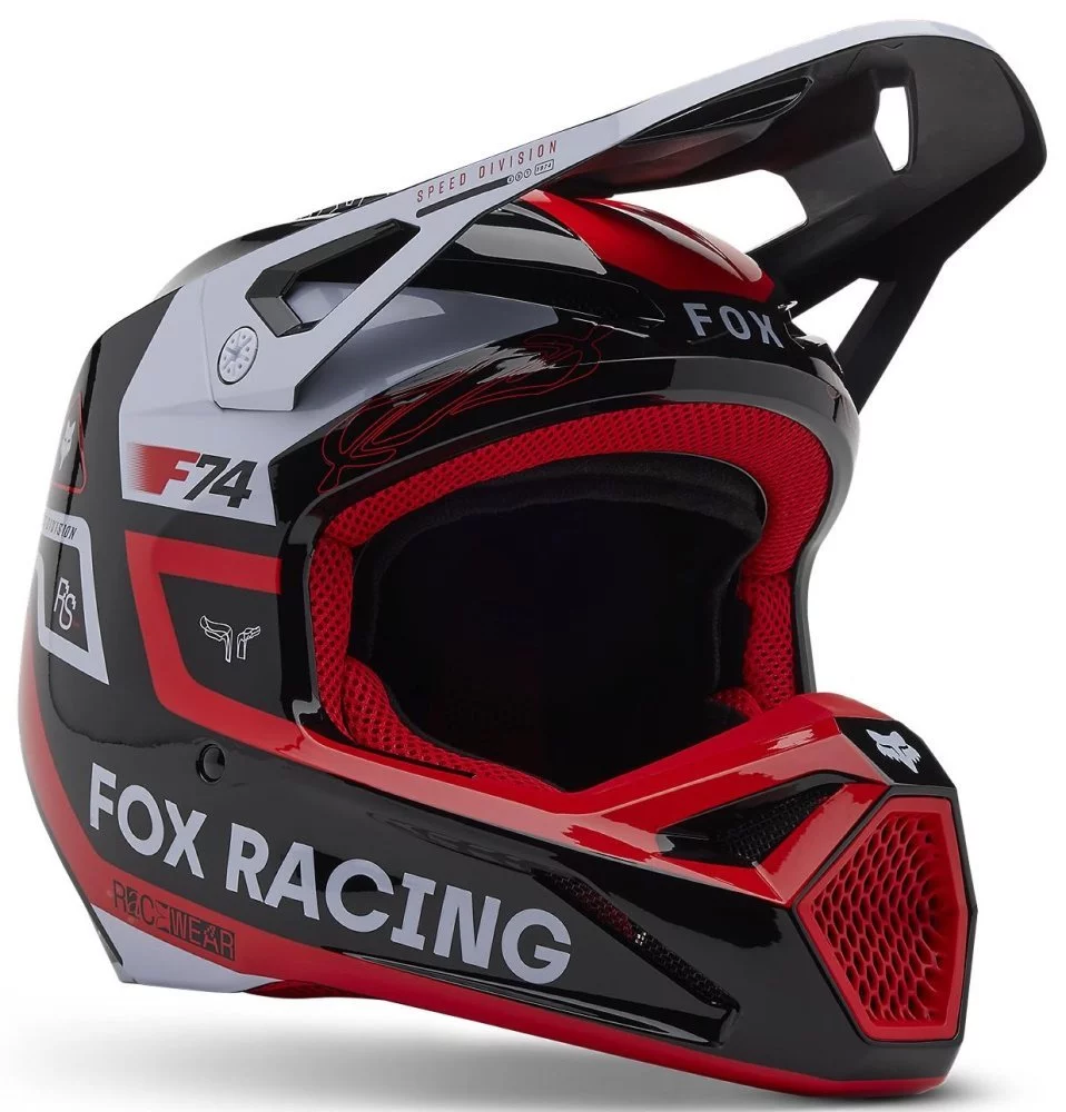 Fox Head YTH V1 HELMET - RACE SPEC [FLO RED]
