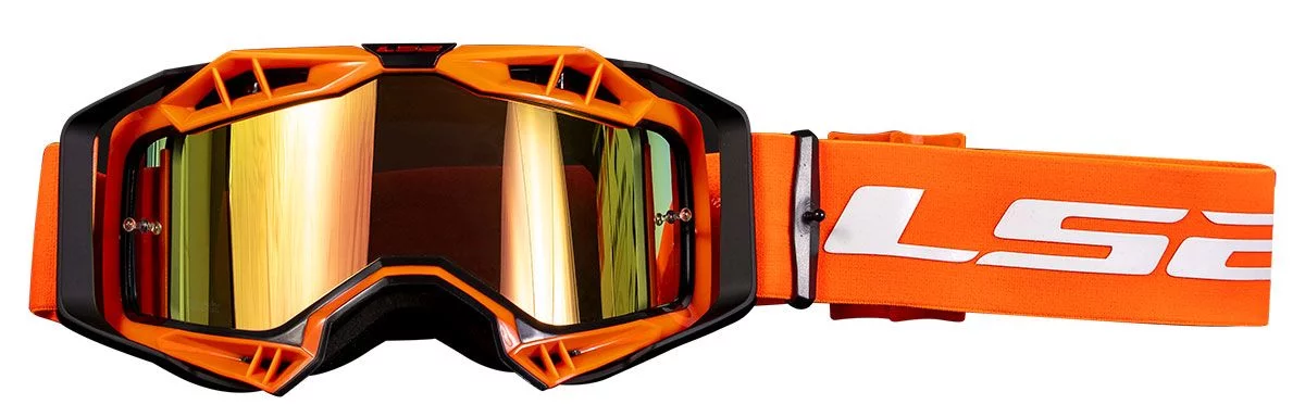 LS2 AURA PRO GOGGLE BLACK ORANGE WITH IRIDIUM VISOR