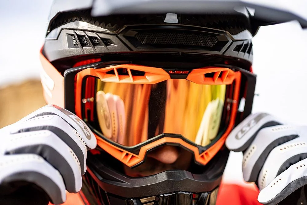 LS2 AURA PRO GOGGLE BLACK ORANGE WITH IRIDIUM VISOR