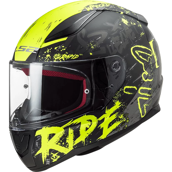 LS2 FF353 RAPID NAUGHTY MATT BLACK HI-VIS YELLOW