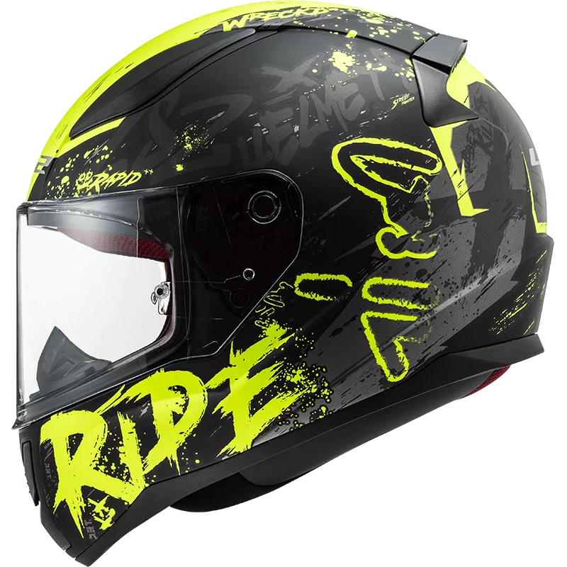 LS2 FF353 RAPID NAUGHTY MATT BLACK HI-VIS YELLOW