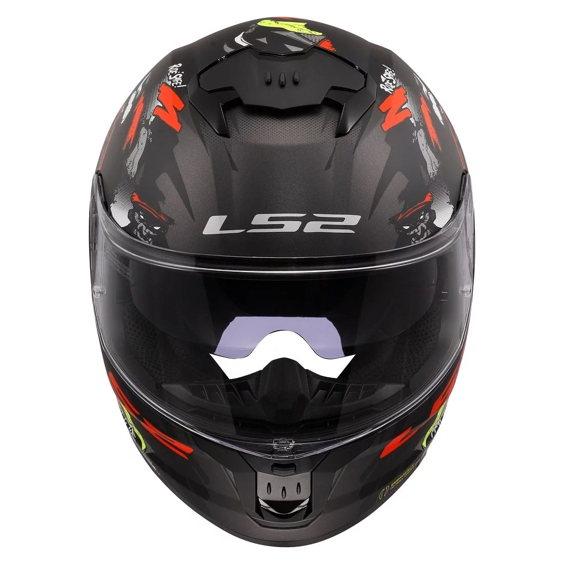 LS2 FF808 STREAM 2 ANGRY MONKEY MATT BLACK RED