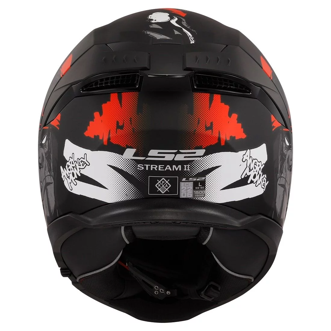 LS2 FF808 STREAM 2 ANGRY MONKEY MATT BLACK RED