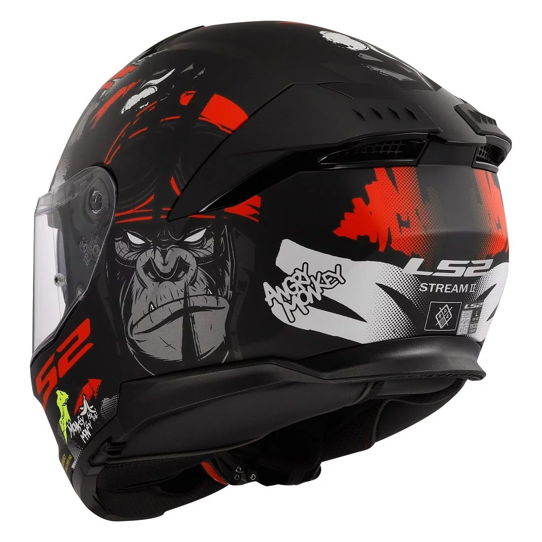 LS2 FF808 STREAM 2 ANGRY MONKEY MATT BLACK RED