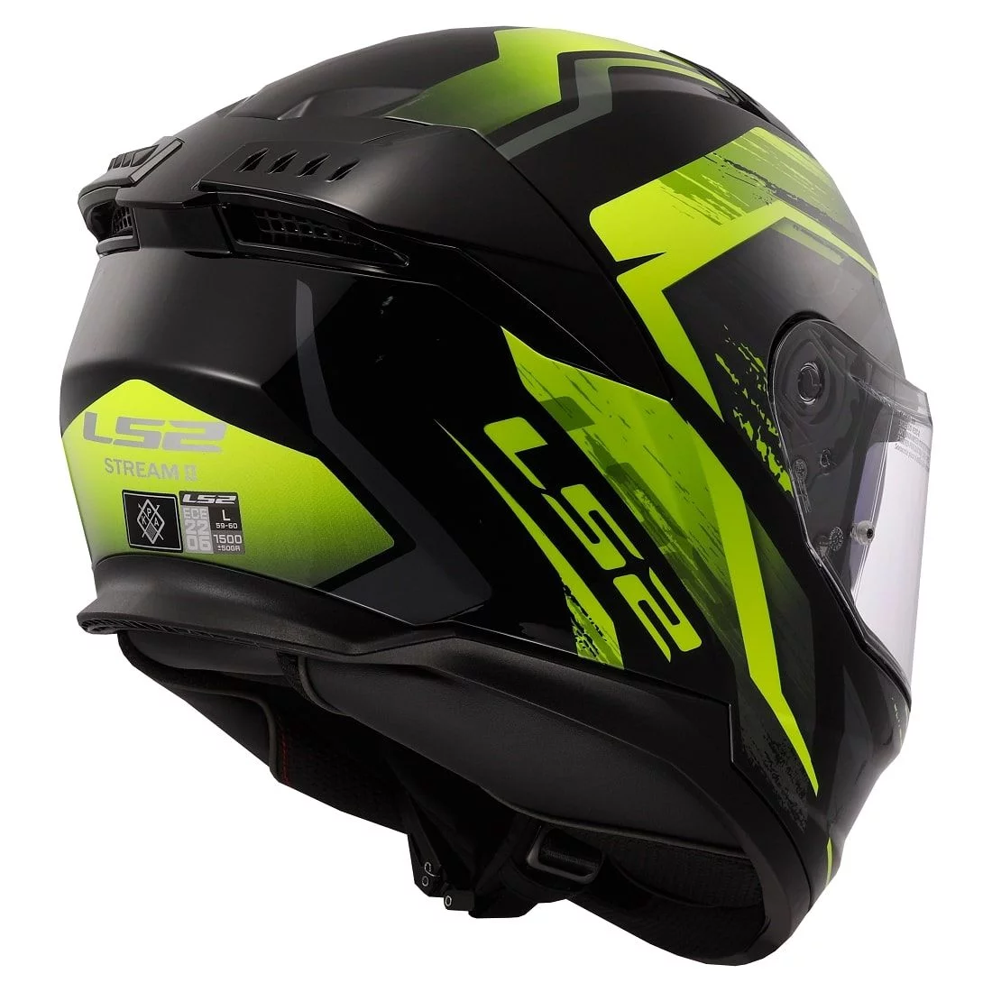 LS2 FF808 STREAM 2 FURY BLACK HI-VIS YELLOW
