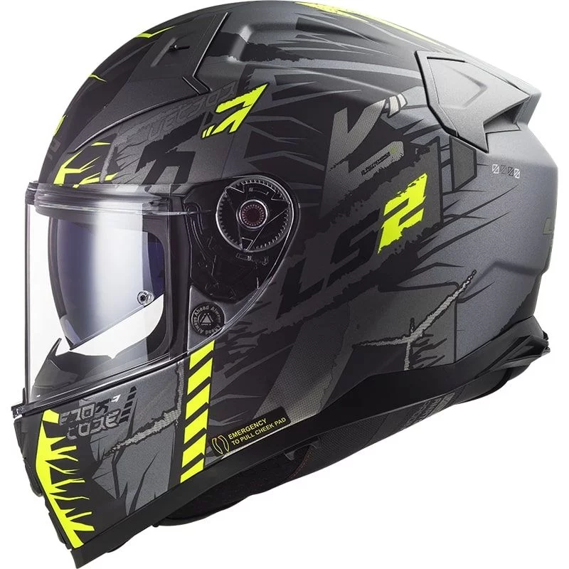 LS2 FF811 VECTOR 2 TECHBOT MATT TITANIUM HI-VIS YELLOW