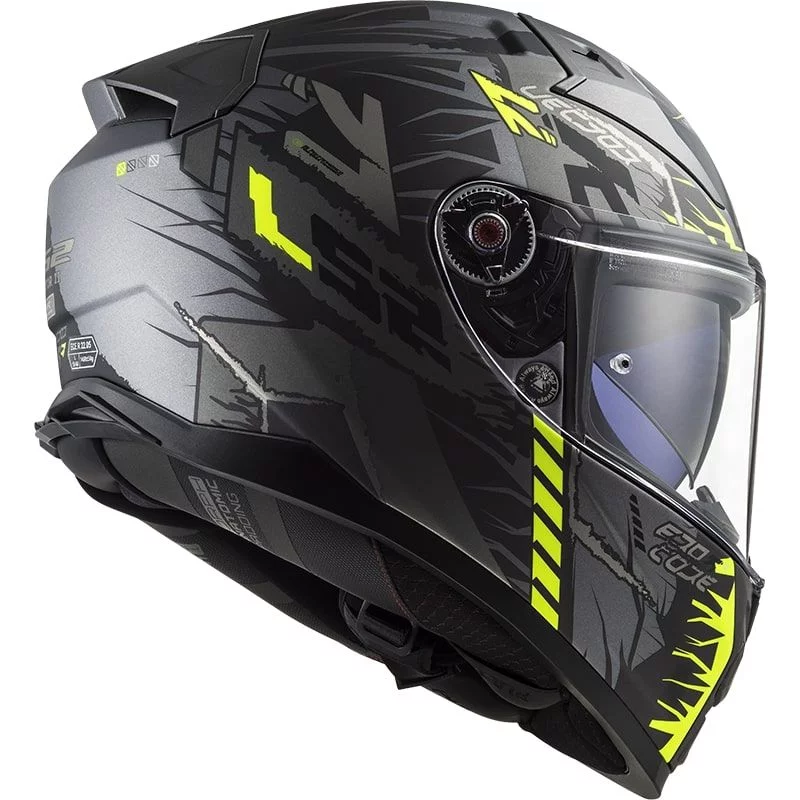 LS2 FF811 VECTOR 2 TECHBOT MATT TITANIUM HI-VIS YELLOW