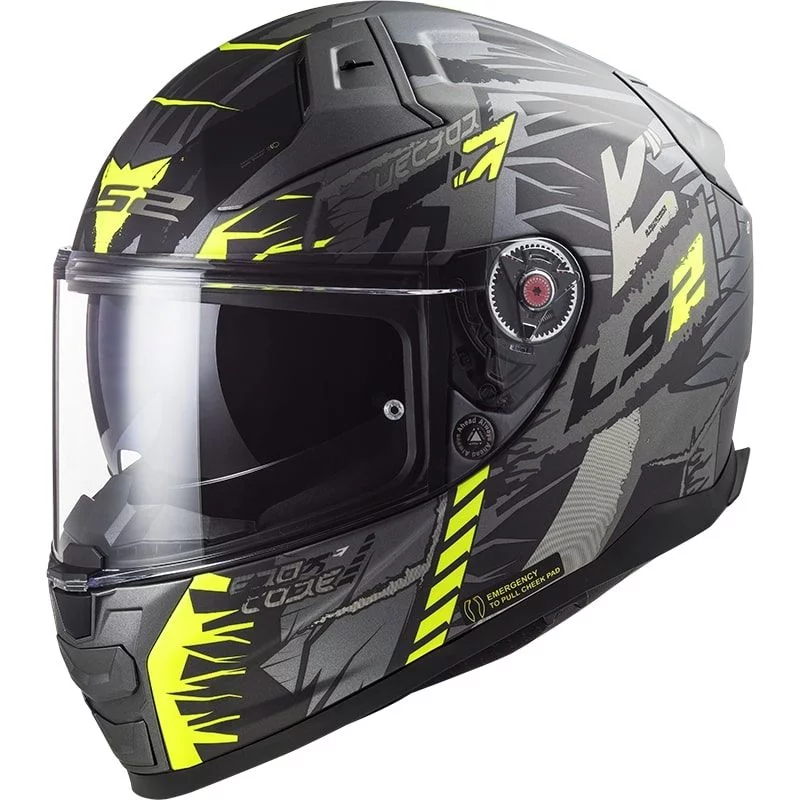 LS2 FF811 VECTOR 2 TECHBOT MATT TITANIUM HI-VIS YELLOW