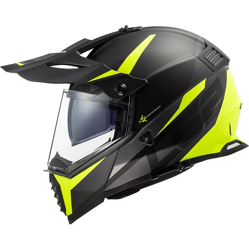 LS2 MX436 PIONEER EVO ROUTER MATT BLACK HI-VIS YELLOW
