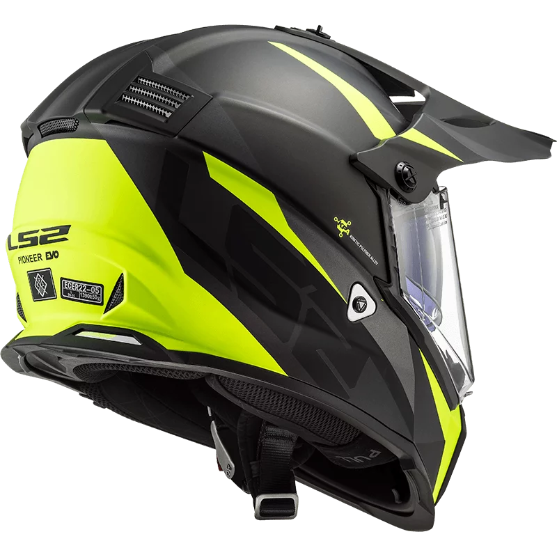 LS2 MX436 PIONEER EVO ROUTER MATT BLACK HI-VIS YELLOW