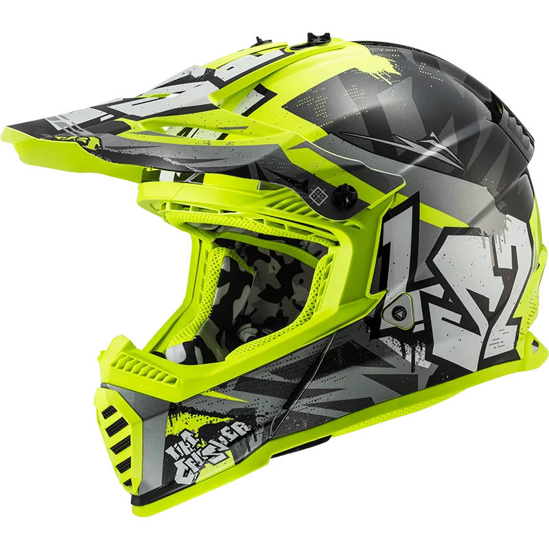 LS2 MX437 FAST EVO CRUSHER BLACK HI-VIS YELLOW