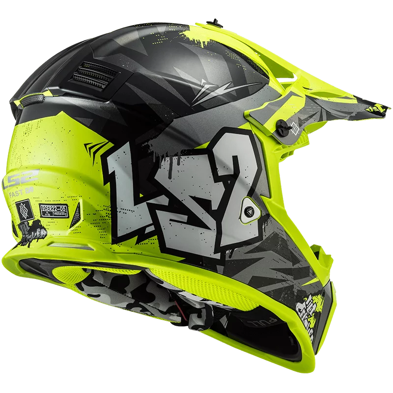 LS2 MX437 FAST EVO CRUSHER BLACK HI-VIS YELLOW