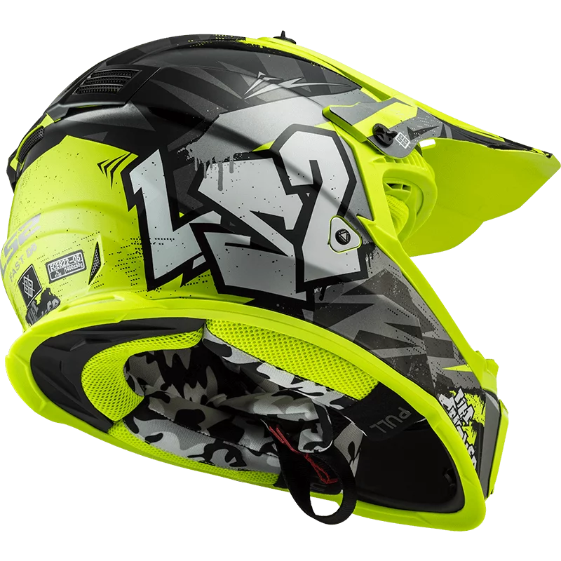 LS2 MX437 FAST EVO CRUSHER BLACK HI-VIS YELLOW