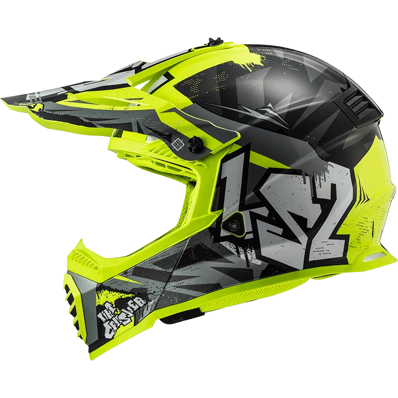 LS2 MX437 FAST EVO CRUSHER BLACK HI-VIS YELLOW