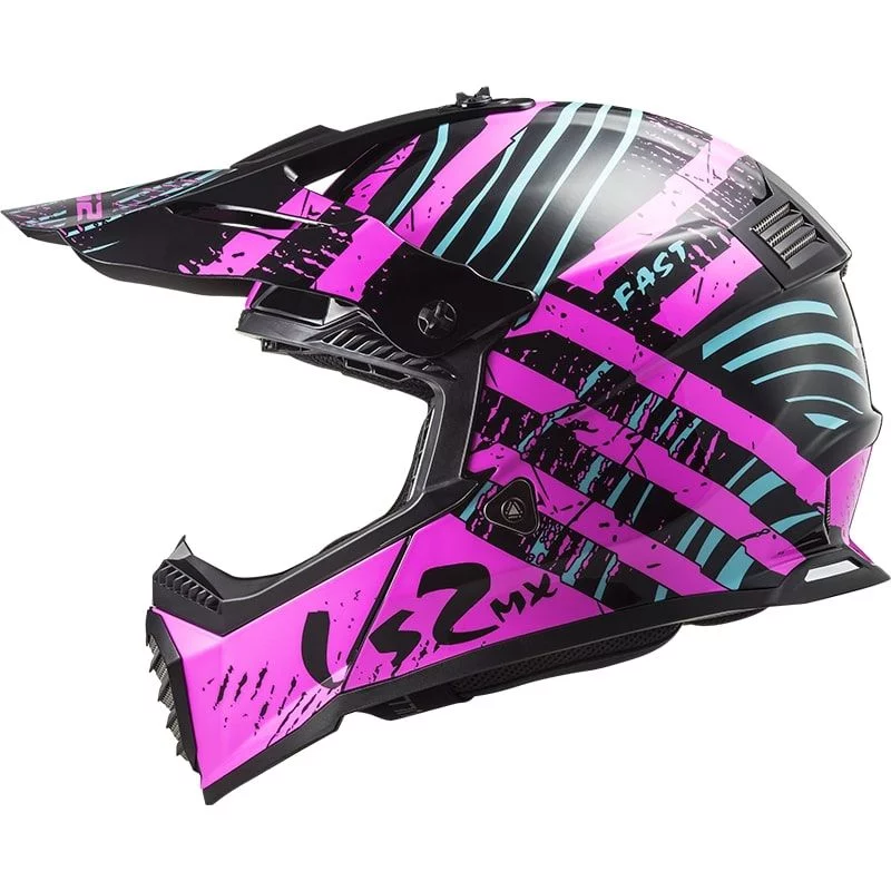 LS2 MX437 FAST EVO VERVE BLACK FLUO PINK