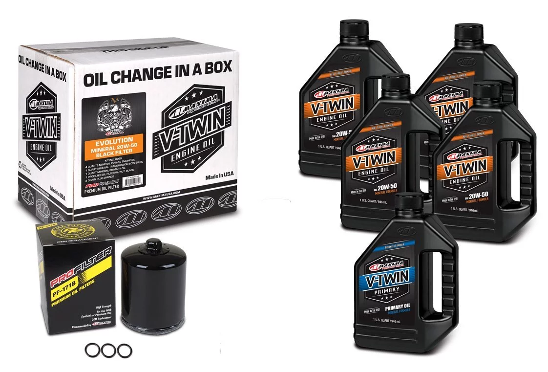 Maxima V-TWIN SPORTSTER OIL CHANGE KIT - MINERAL [BLACK]