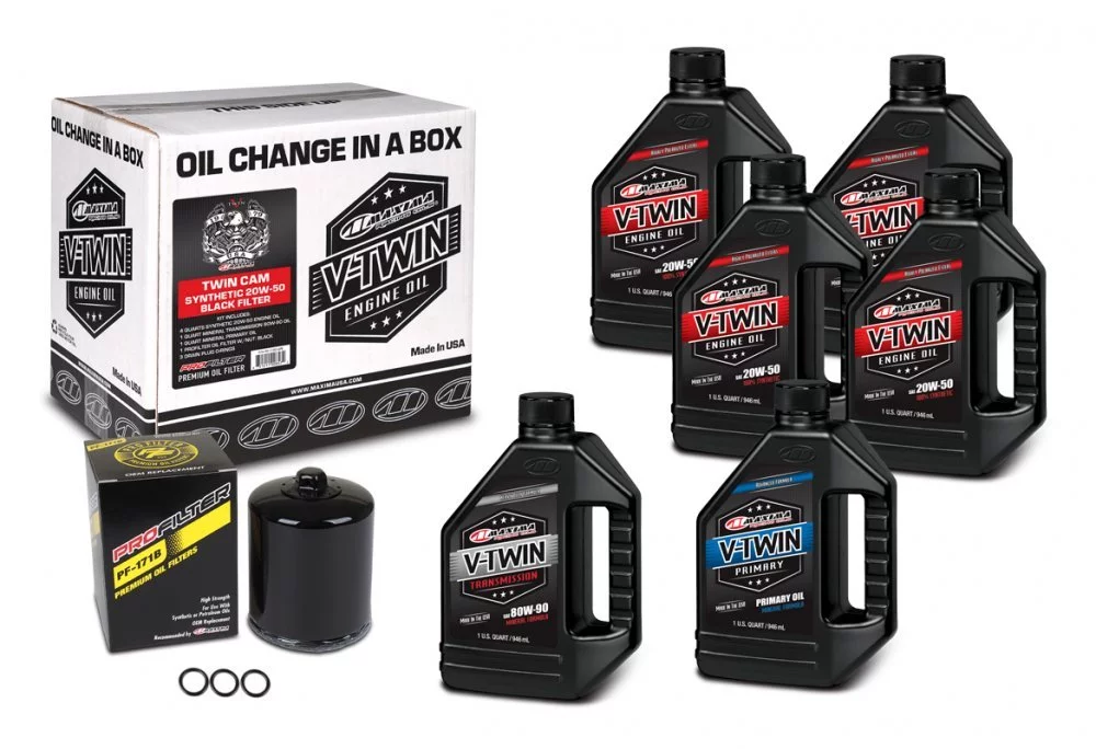 Maxima V-TWIN TWIN-CAM OIL CHANGE KIT - SYNTETIC [BLACK]