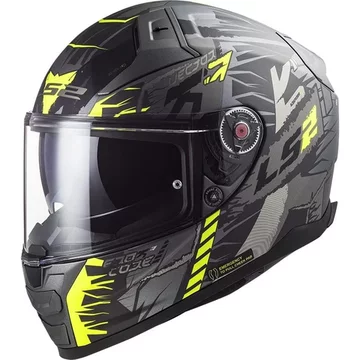 Шолом LS2 FF811 VECTOR 2 TECHBOT MATT TITANIUM HI-VIS YELLOW