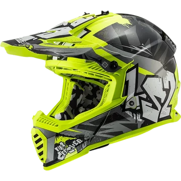 Кросовий шолом LS2 MX437 FAST EVO CRUSHER BLACK HI-VIS YELLOW