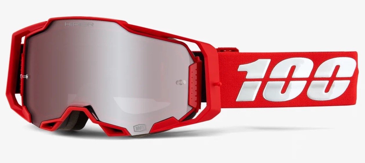 100 Percent % ARMEGA GOGGLE HIPER RED - SILVER MIRROR LENS