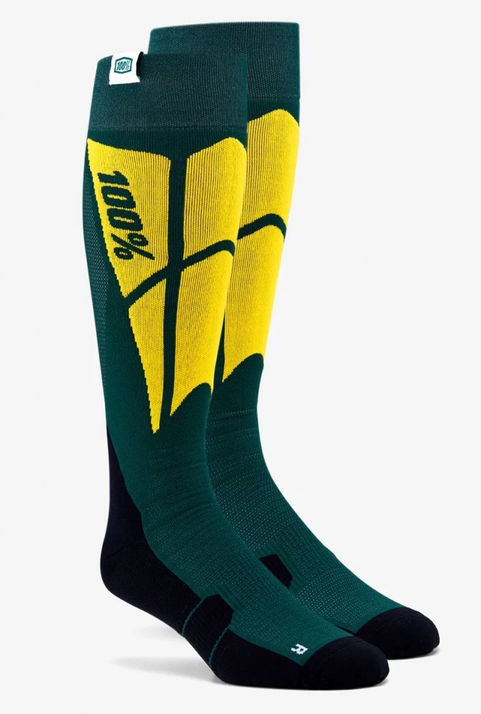 100 Percent % HI SIDE PERFORMANCE MOTO SOCKS [GREEN]