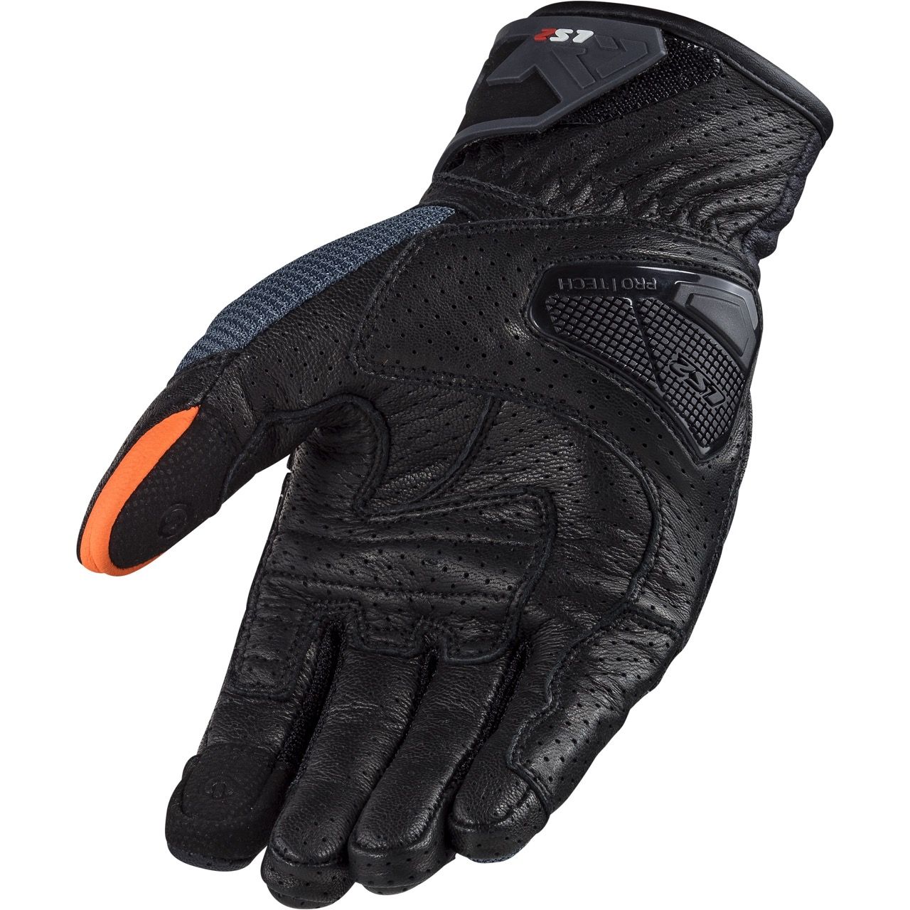 LS2 AIR RAPTOR MAN GLOVES DARK BLUE HI-VIS ORANGE