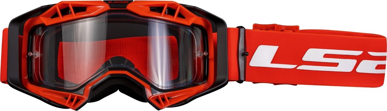LS2 AURA ENDURO SERIES GOGGLE BLACK RED WITH CLEAR VISOR