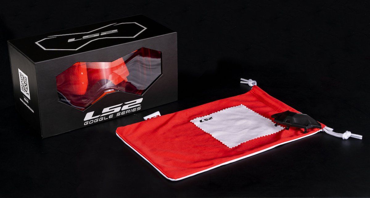LS2 AURA GOGGLE BLACK RED WITH CLEAR VISOR