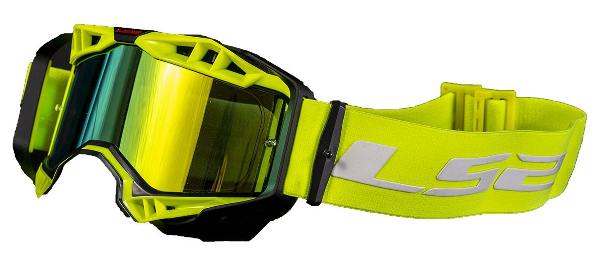 LS2 AURA PRO GOGGLE BLACK YELLOW WITH IRIDIUM VISOR