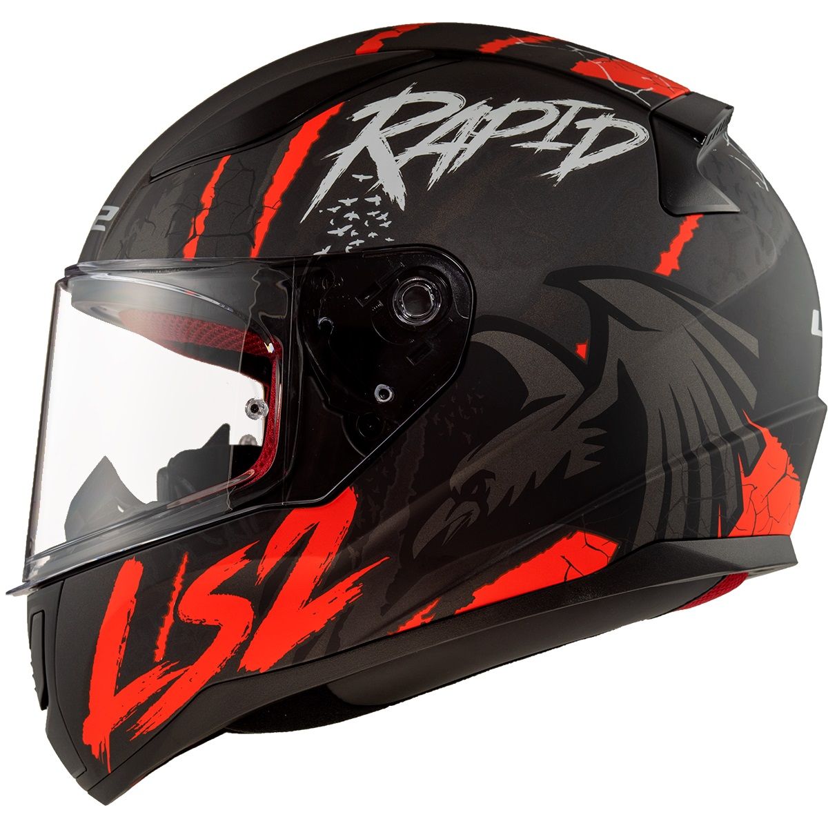 LS2 FF353 RAPID RAVEN MATT BLACK WHITE RED