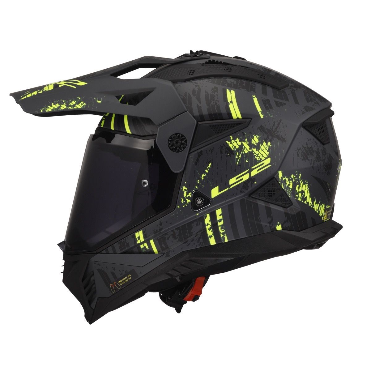 LS2 MX702 PIONEER 2 CRAZY MATT BLACK HI-VIS YELLOW