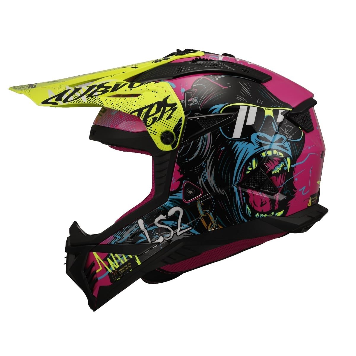 LS2 MX708 FAST 2 GORILLA PURPLE H-V YELLOW