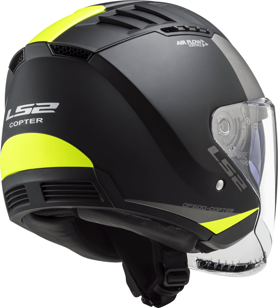 LS2 OF600 COPTER 2 URBANE MATT BLACK HI-VIS YELLOW