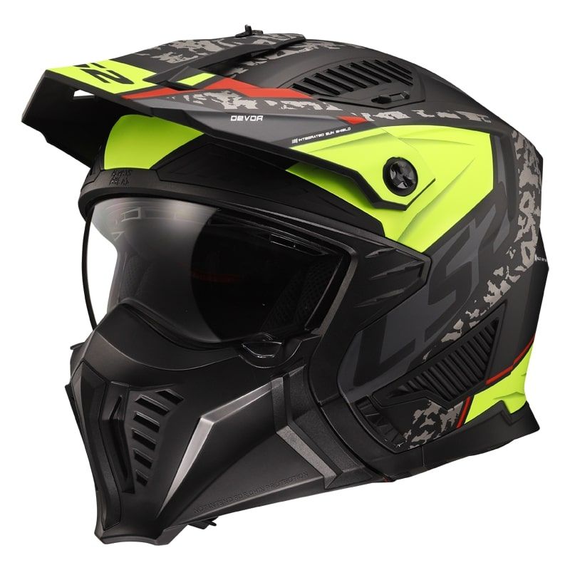 LS2 OF606 DRIFTER DEVOR MATT BLACK HI-VIS YELLOW