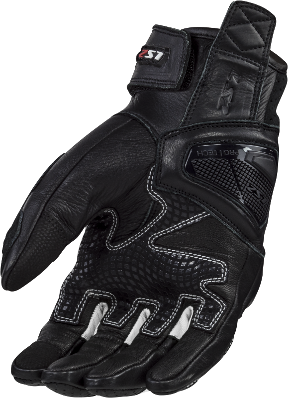 LS2 SPARK 2 LEATHER MAN GLOVES BLACK WHITE