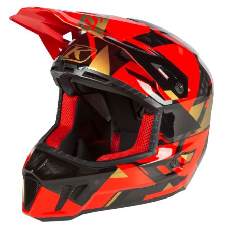 Мотошолом KLIM f3 carbon ece raid fiery red - gold