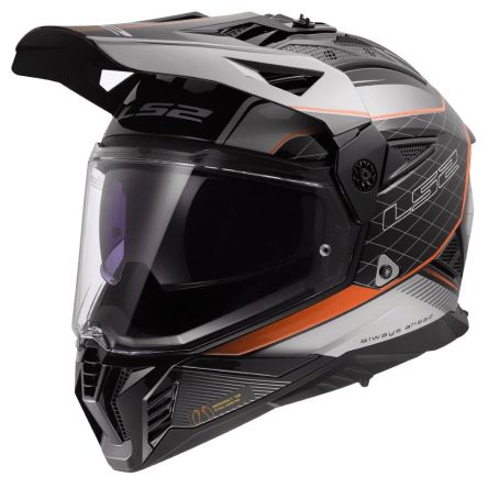 Мотошлем LS2 mx702 pioneer 2 100th meridian matt black light gray orange
