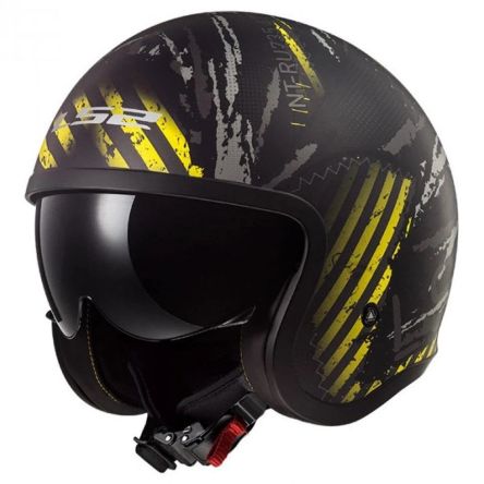 Мотошолом LS2 of599 spitfire garage matt black yellow
